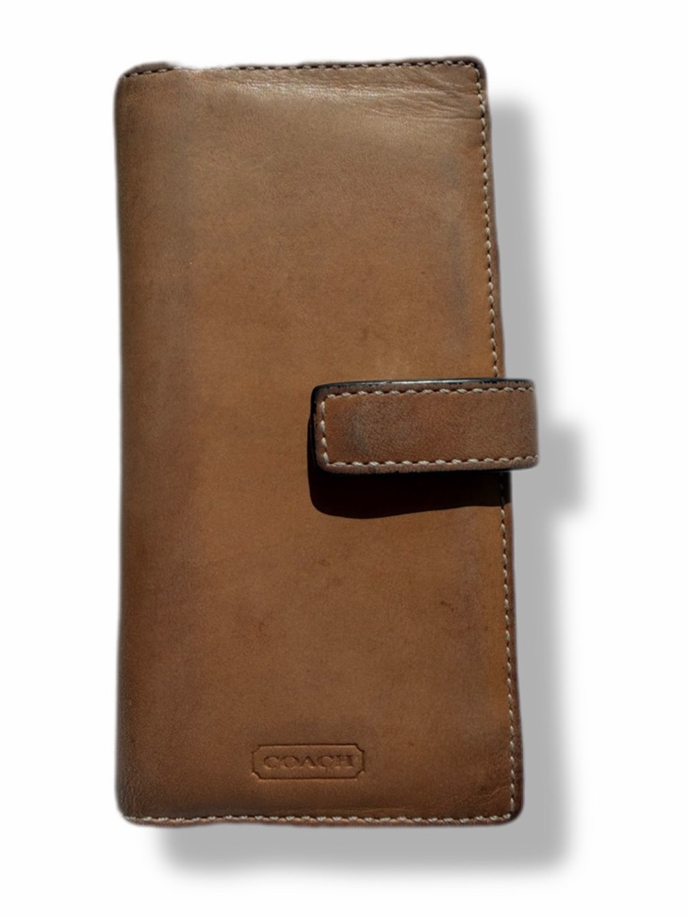 Vintage Coach Brown Leather Wallet Classic Snap Closure Organizer Minimalist